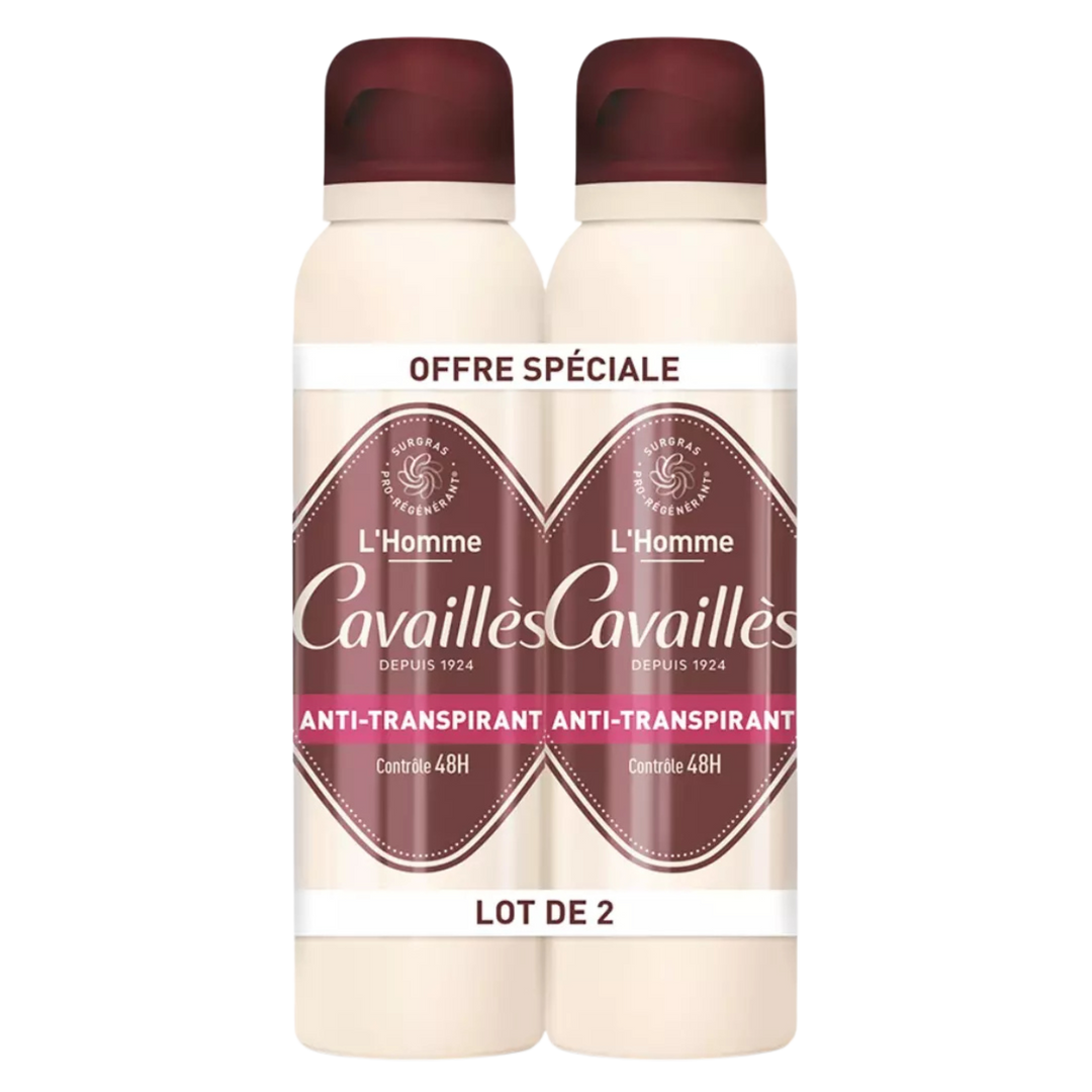 Rogé Cavaillès Absorb+ 48H Men Antiperspirant Spray - Lot de 2 x 150 ml
