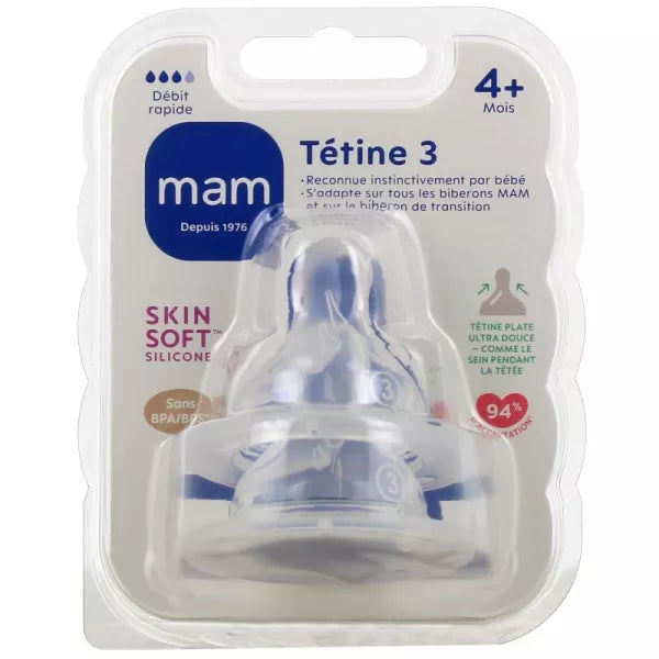Mam Tétine Debit 3 Rapide - Silicone (Mois 4+)