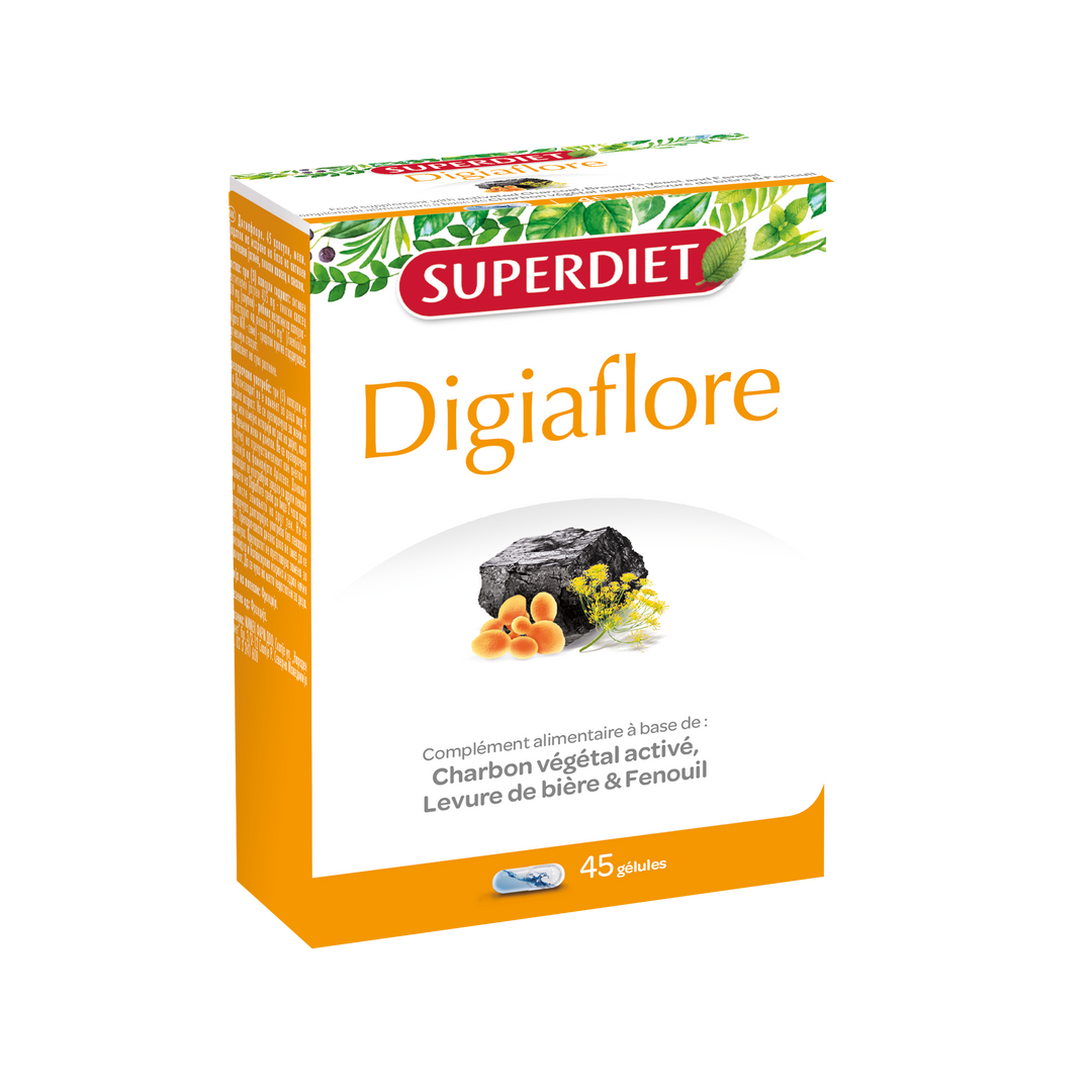 Superdiet Digiaflore Charbon Vegetale + Levure 45 Gelules