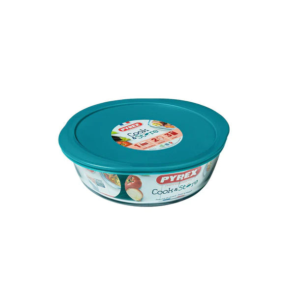 Pyrex Cook and Store - Round Dish With Plastic Lid 2.3L - 26cm