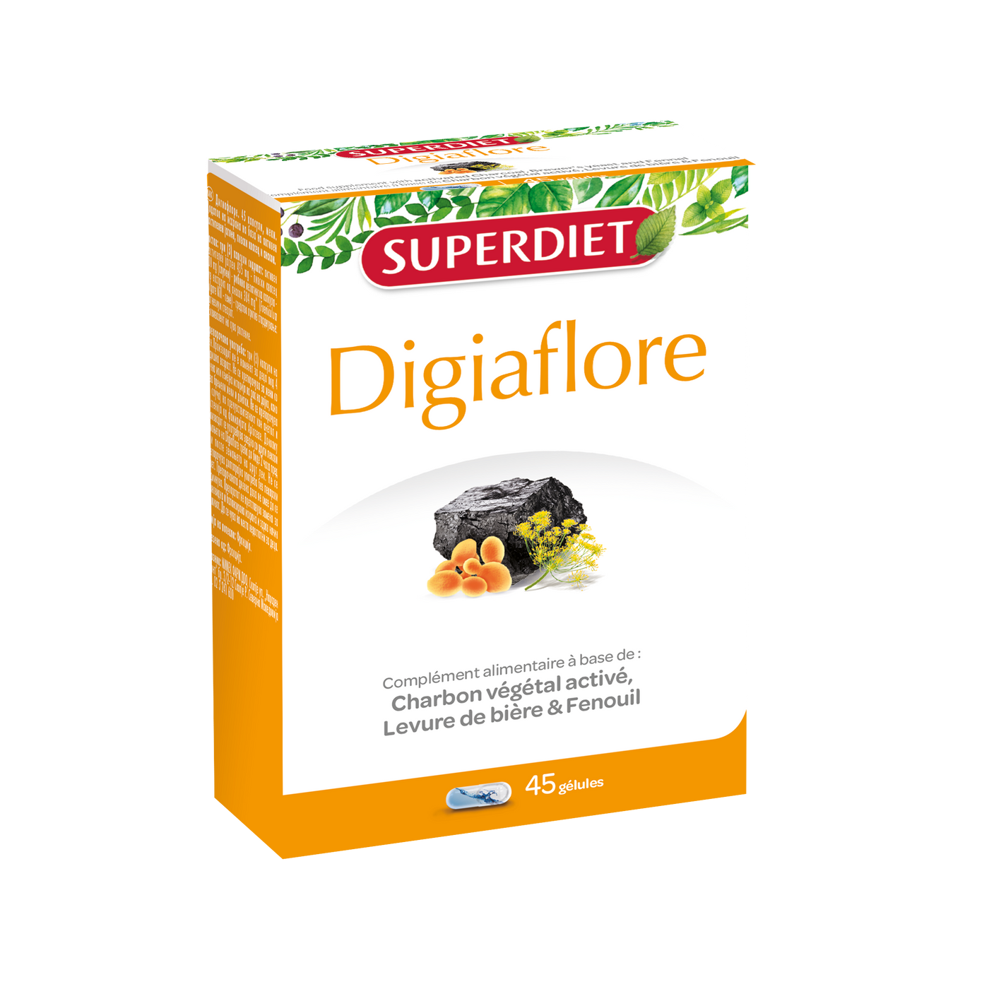 Superdiet Digiaflore Charbon Vegetale + Levure 45 Gelules