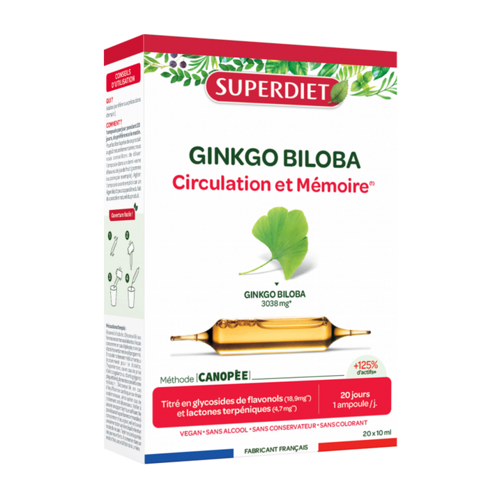 Super Diet Ginkgo Biloba Bio – 20 Ampoules Buvables