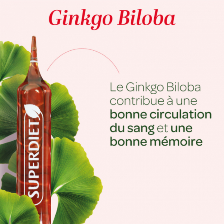 Super Diet Ginkgo Biloba Bio – 20 Ampoules Buvables
