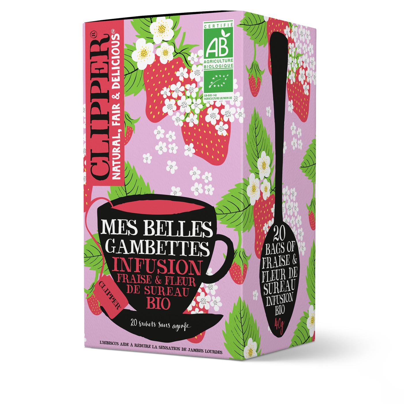 Clipper Mes Belles Gambettes Infusion Fraise & Fleur de Sureau Bio 40g