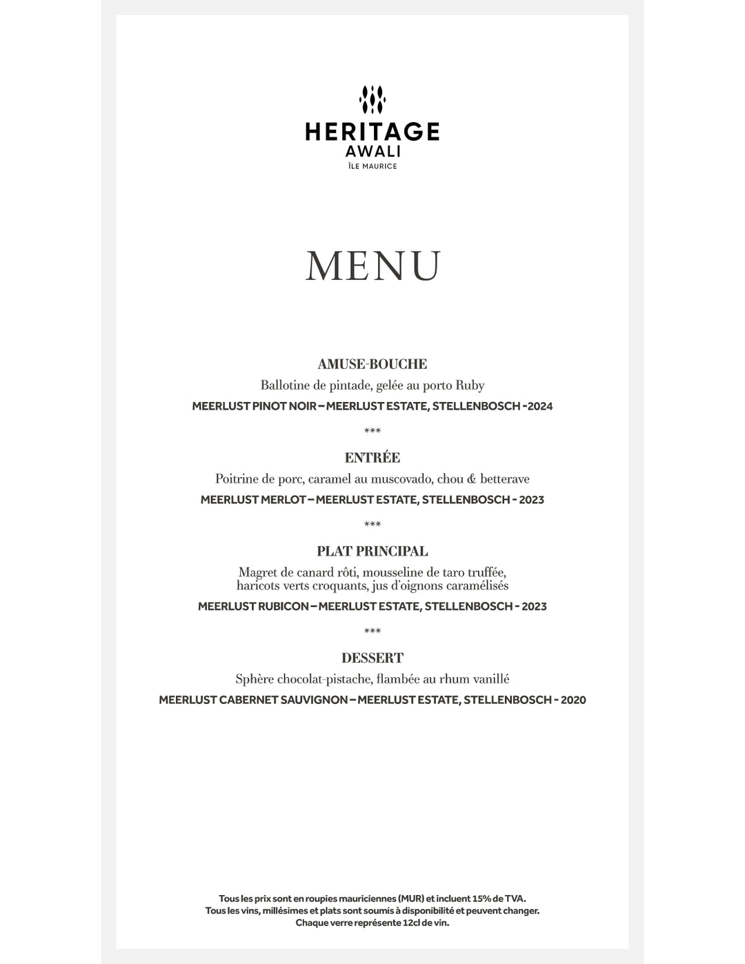Meerlust Wine Dinner