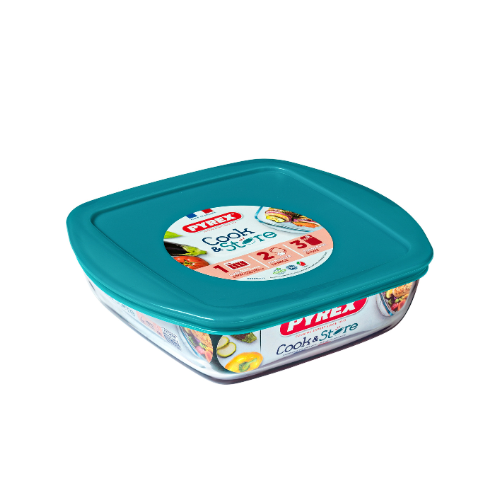 Pyrex Cook and Store - Square Dish With Plastic Lid 1L (20X17X5.5)
