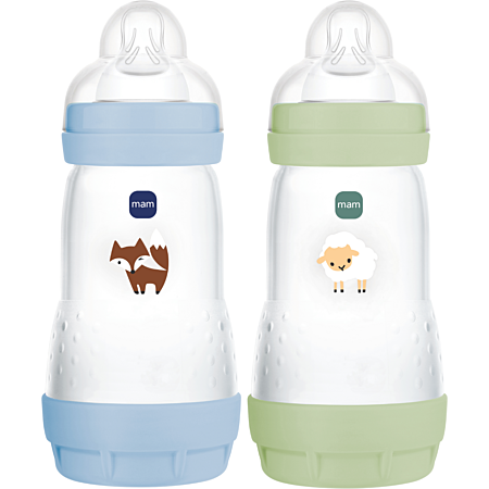 MAM Biberon Easy Start/Anti-Colique - 260ml - Océan + Sable - Tétine Débit 2 - X2