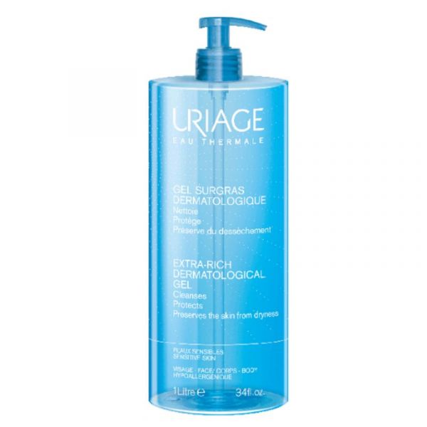 Uriage Gel Surgras Liquide Dermatologique Peaux Sensibles Flacon Pompe 1L