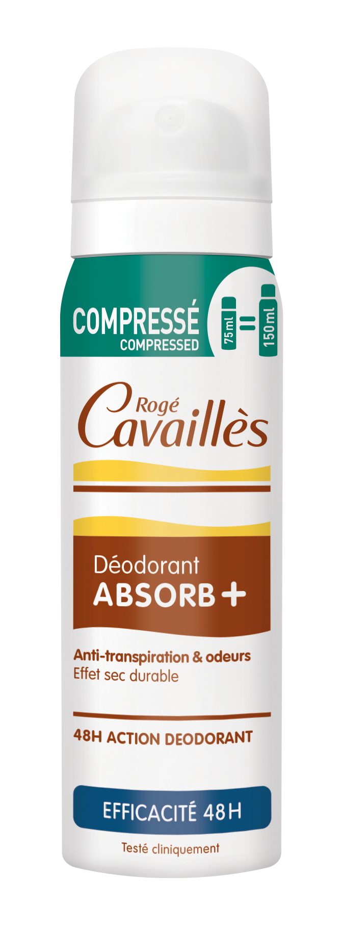 Rogé Cavaillès - Déodorant Absorb+ Spray Compressé Efficacité 48H - 75Ml