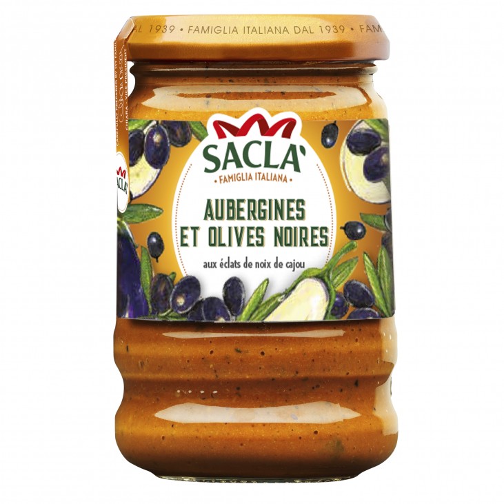 Sacla Aubergine & Olive Noire 190g